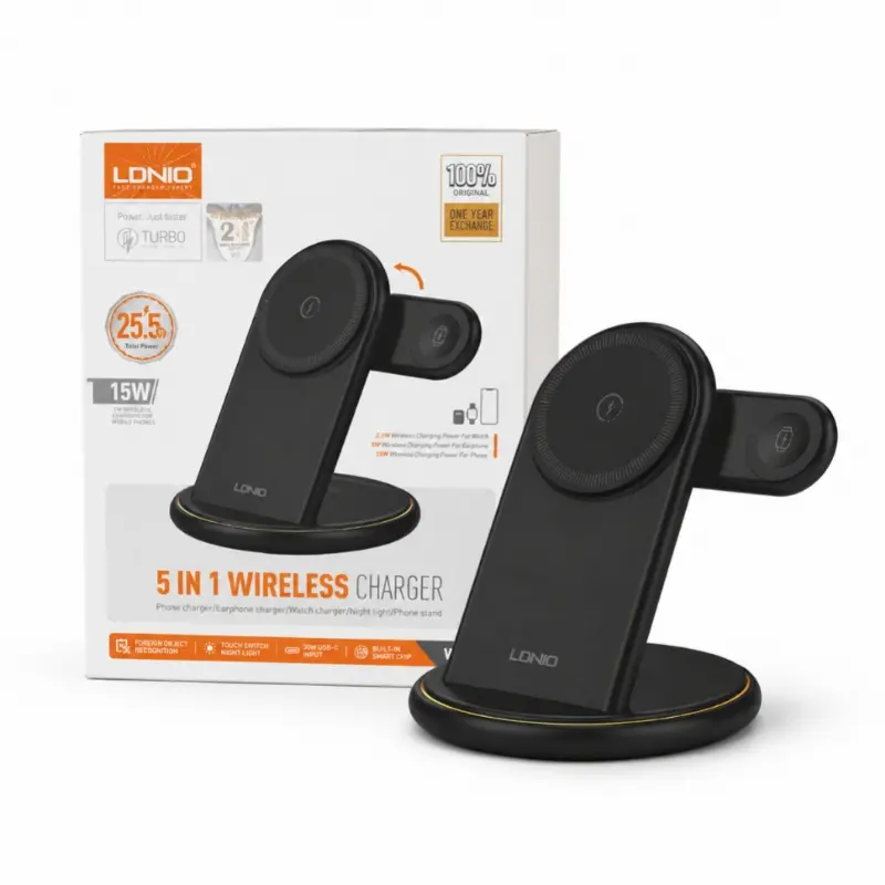 شارژر بی سیم 5 کاره الدینیو (LDINIO) مدل 15W Wireless Charger